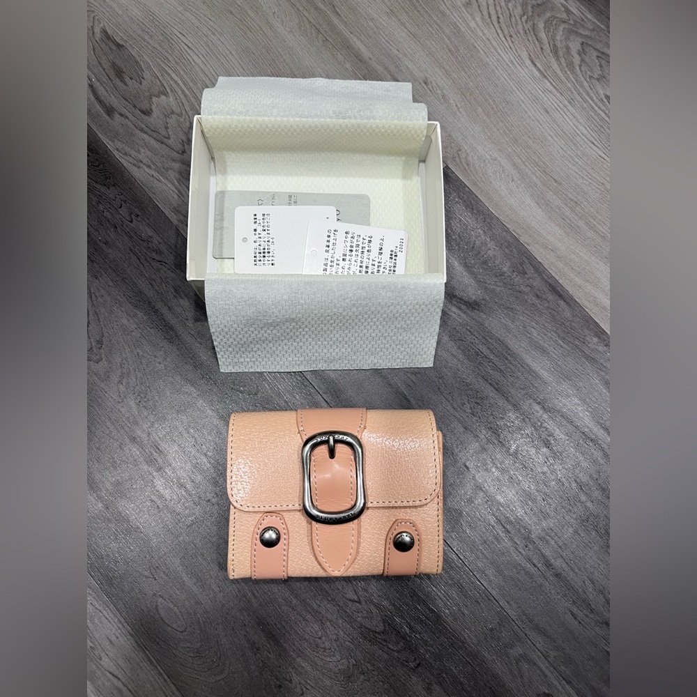 BURBERRY Orange Leather Wallet with Silver Buckle